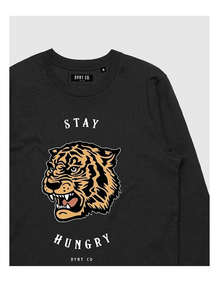 Stay Hungry Long Sleeve Youth T-Shirt in Black image 3