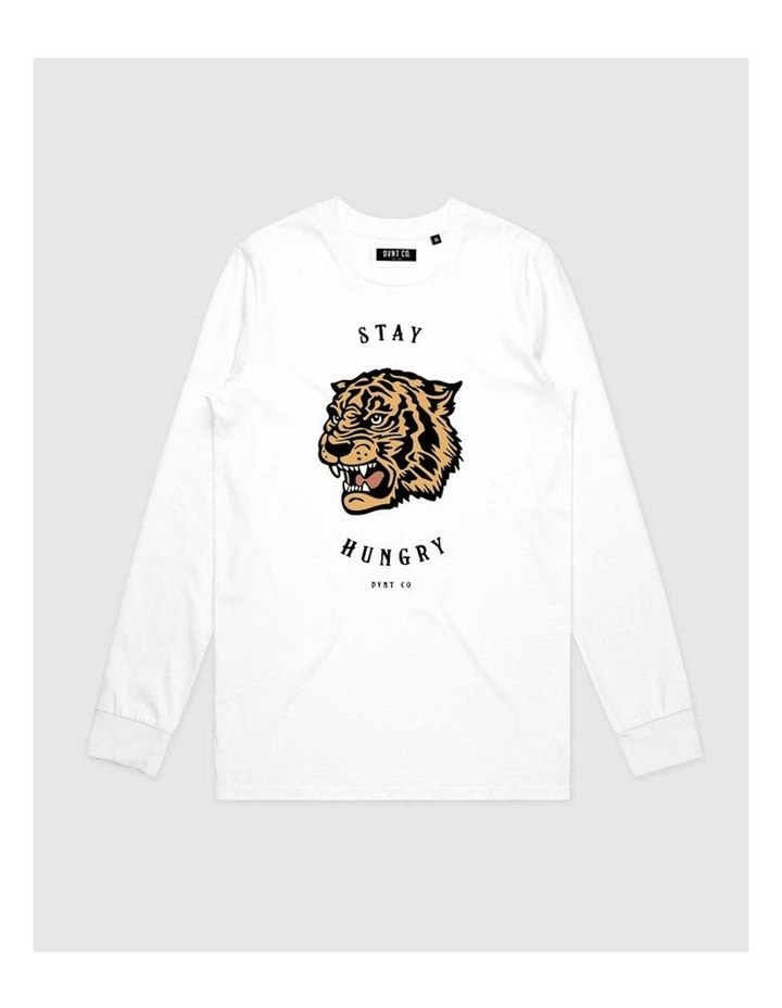 Stay Hungry Long Sleeve Youth T-Shirt in White image 1