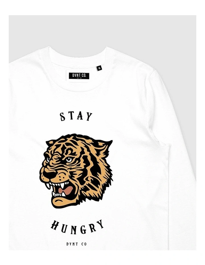 Stay Hungry Long Sleeve Youth T-Shirt in White image 3