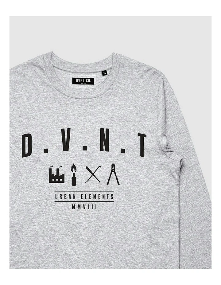 Urban Elements Long Sleeve Youth T-Shirt in Grey Marle image 3