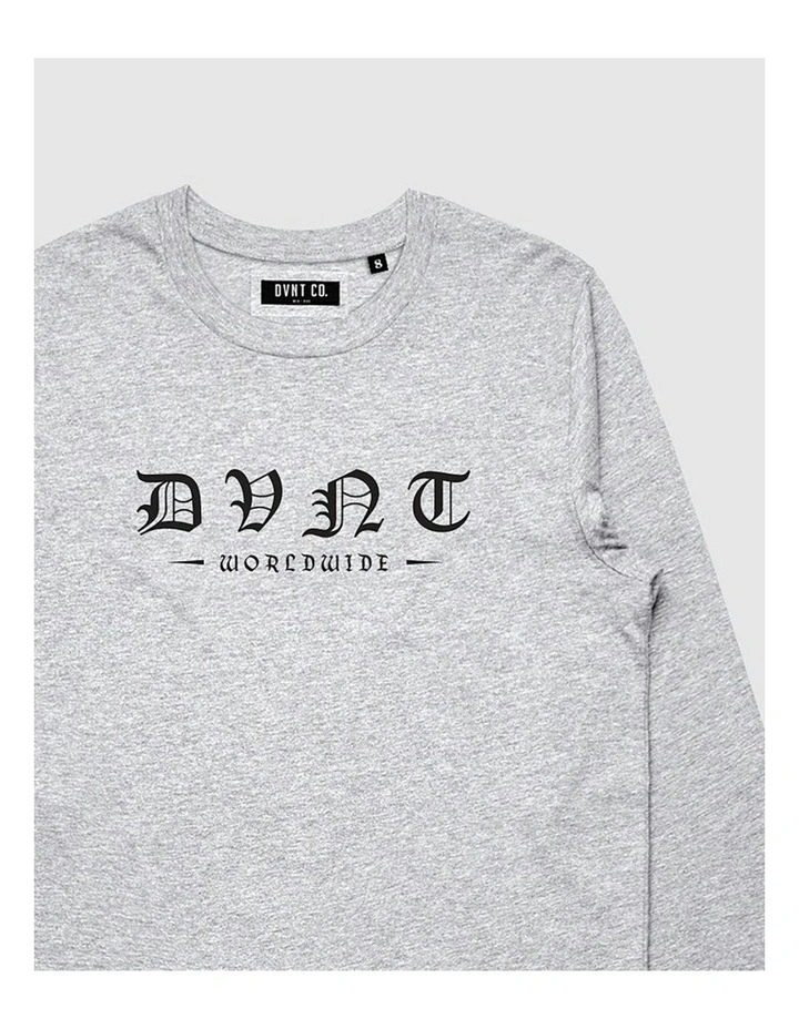Worldwide Long Sleeve Youth T-Shirt in Grey Marle image 3