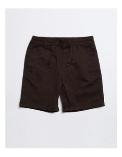 Drop Embroidery Elastic Waist Stretch Shorts in Black