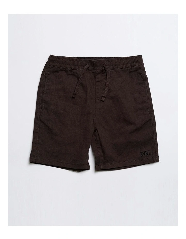 Drop Embroidery Elastic Waist Stretch Shorts in Black image 1