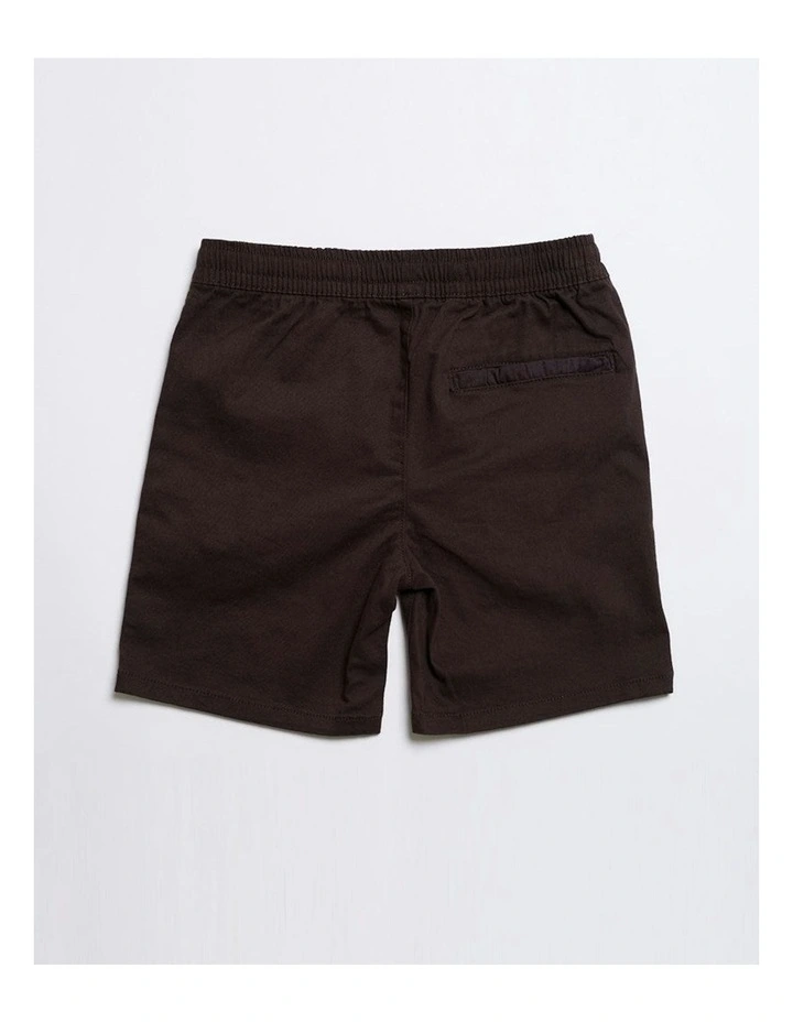 Drop Embroidery Elastic Waist Stretch Shorts in Black image 2