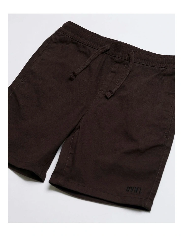 Drop Embroidery Elastic Waist Stretch Shorts in Black image 3