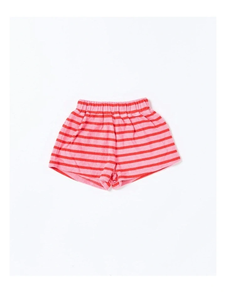 Huey Shorts in Terry Stripe Pink image 1