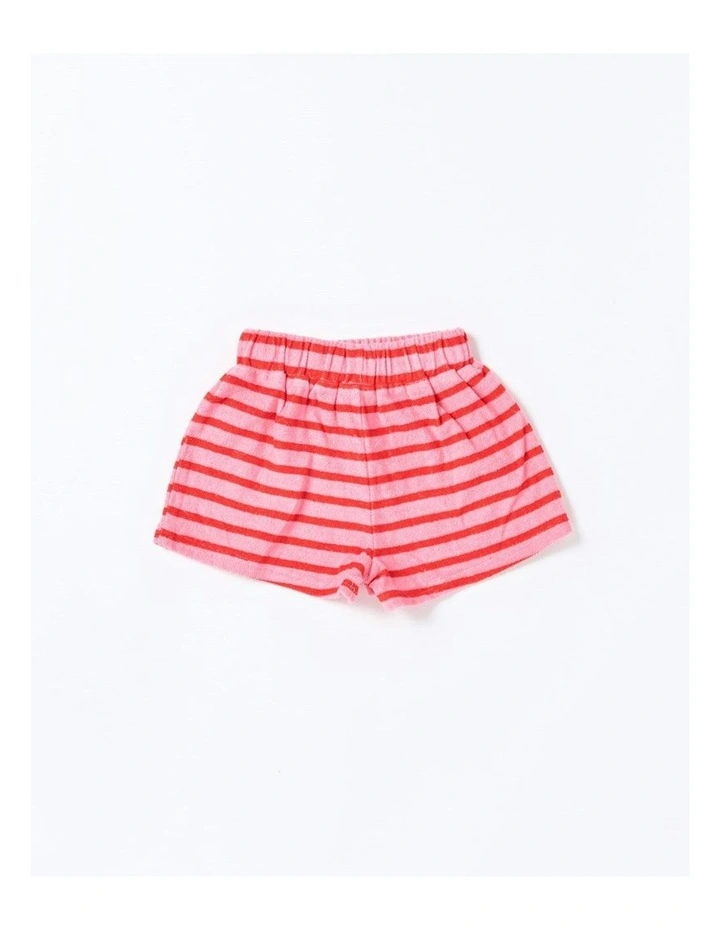 Huey Shorts in Terry Stripe Pink image 2