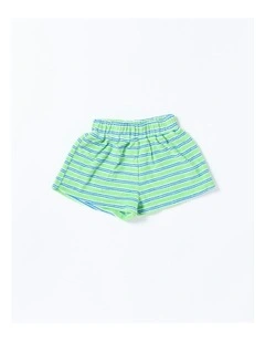 Huey Shorts in Terry Stripe Green