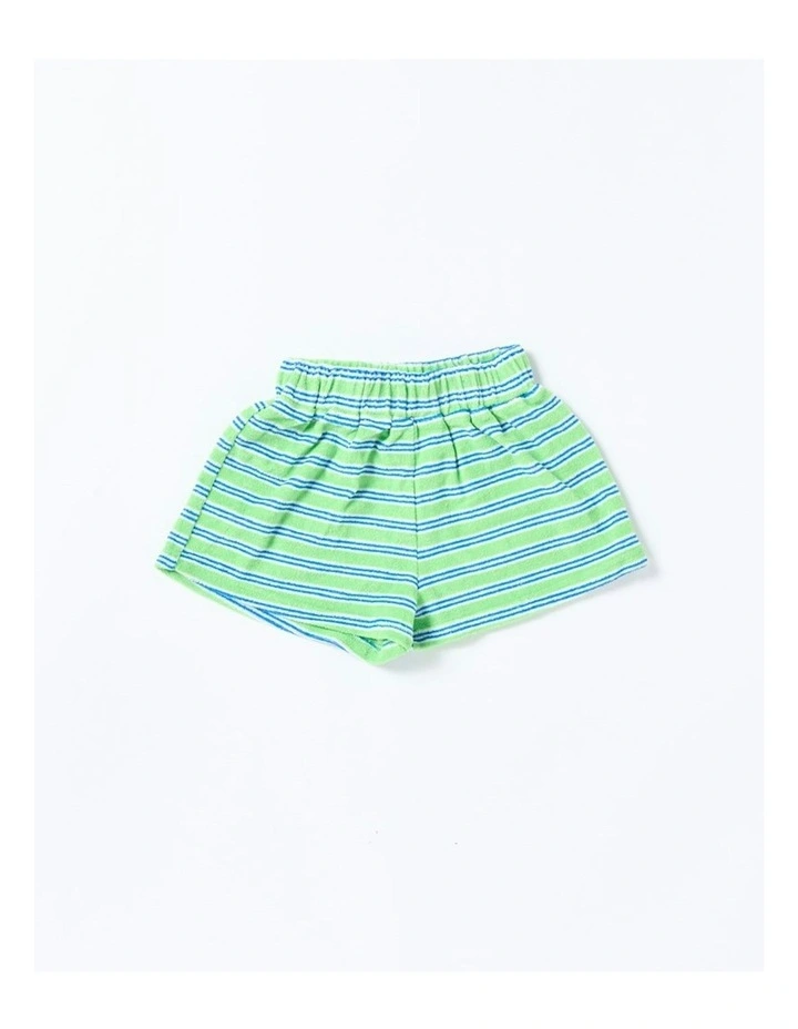 Huey Shorts in Terry Stripe Green image 1