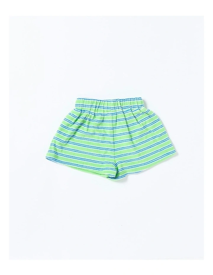 Huey Shorts in Terry Stripe Green image 2