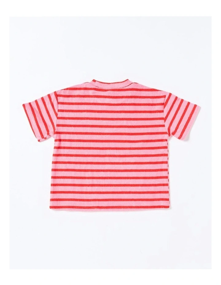 Felix Tee in Terry Stripe Pink image 2