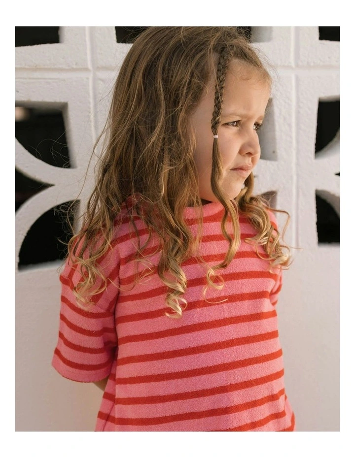 Felix Tee in Terry Stripe Pink image 4