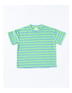 Felix Tee in Terry Stripe Green