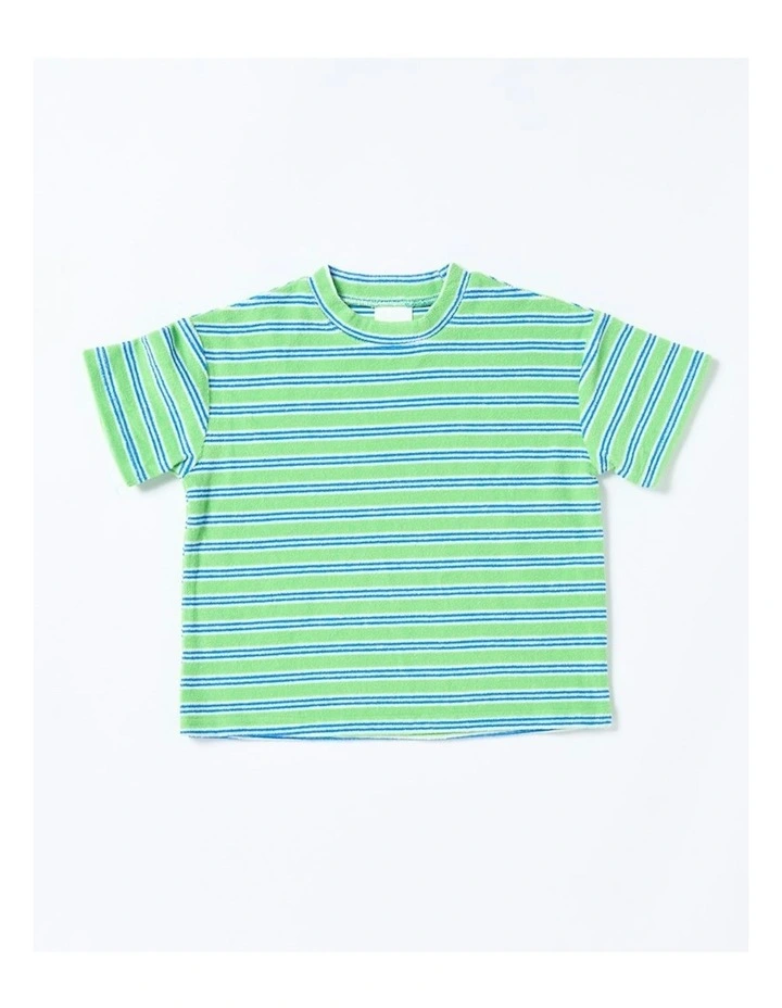 Felix Tee in Terry Stripe Green image 1