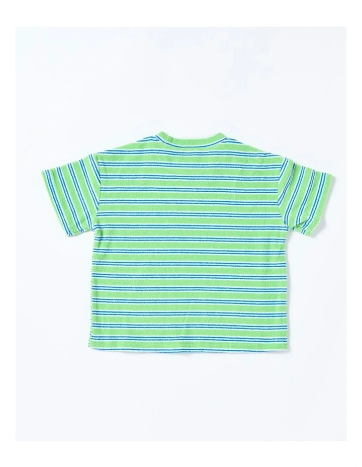 Felix Tee in Terry Stripe Green image 2