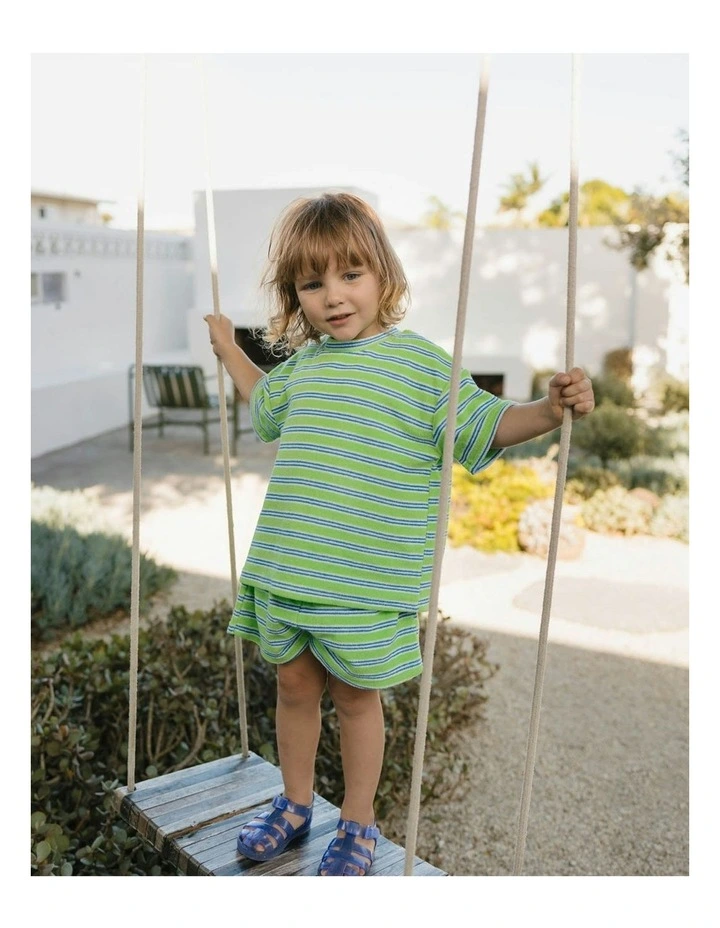 Felix Tee in Terry Stripe Green image 3