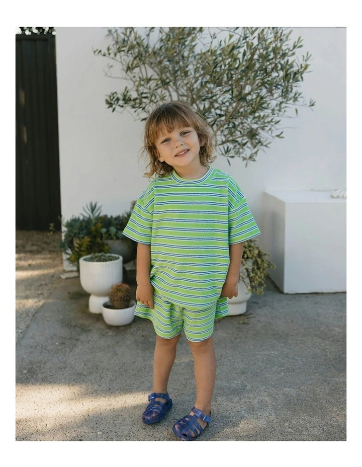 Felix Tee in Terry Stripe Green image 4