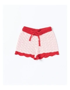 Bella Knit Shorts in Pink/Red