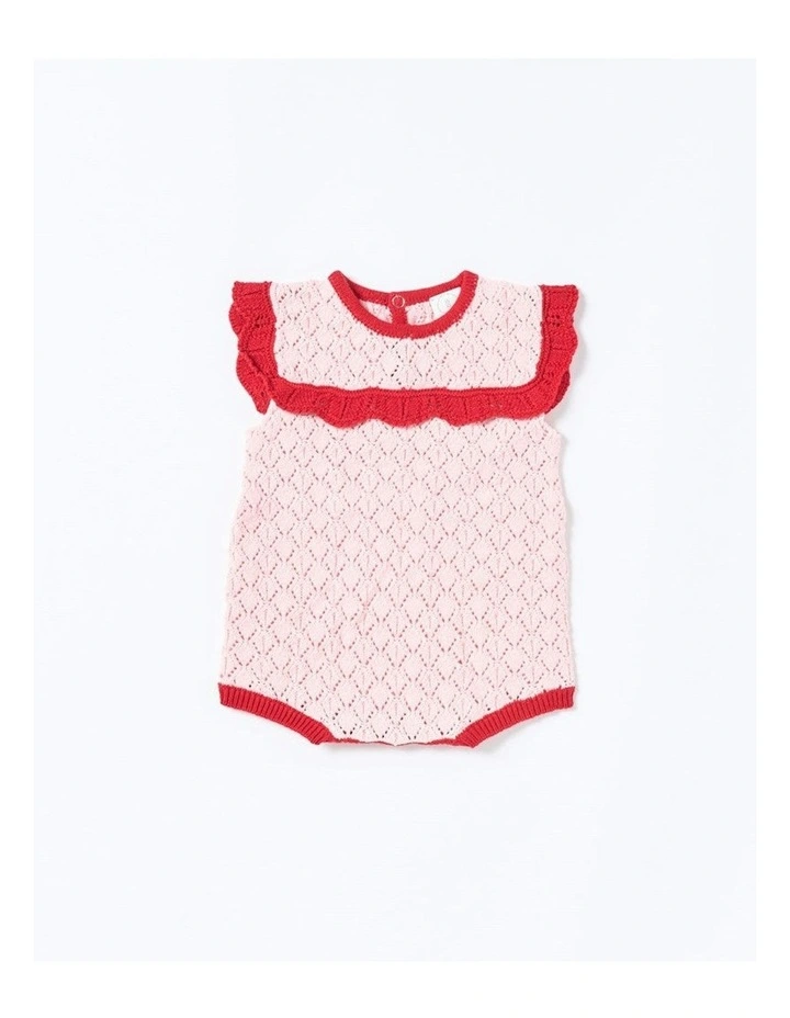 Bella Knit Romper in Red and Pink image 1