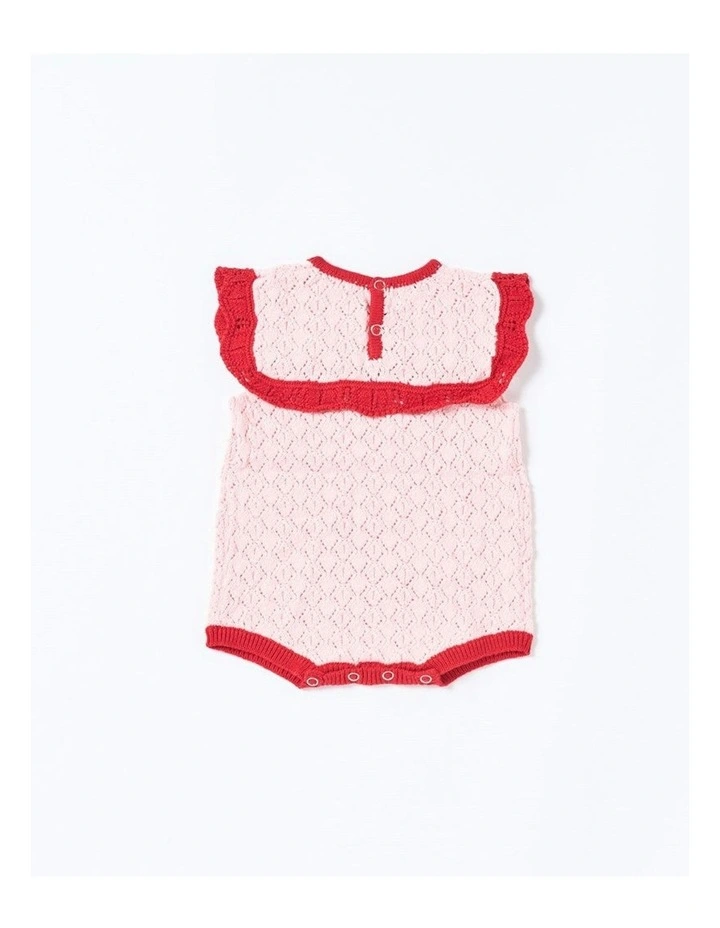 Bella Knit Romper in Red and Pink image 2