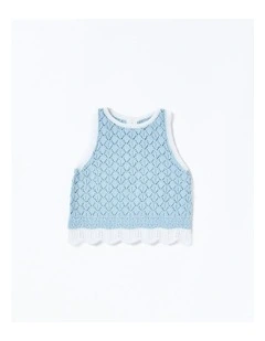 Bella Knit Tank in Blue/White