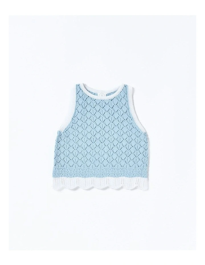 Bella Knit Tank in Blue/White image 1