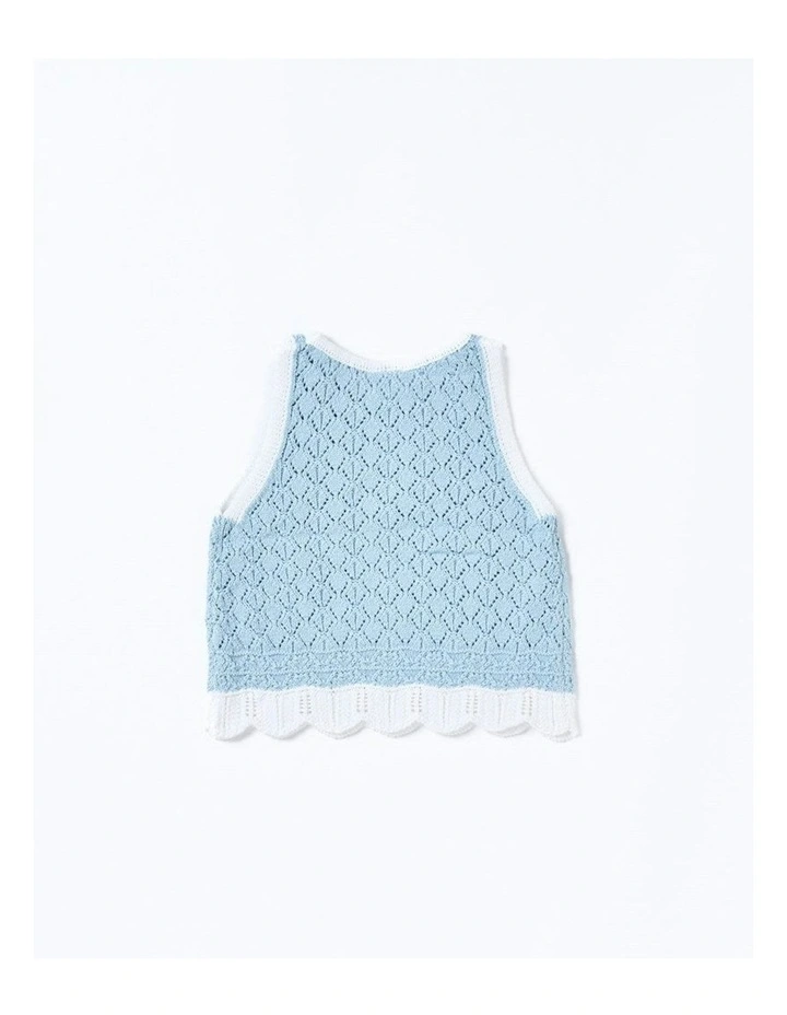 Bella Knit Tank in Blue/White image 2