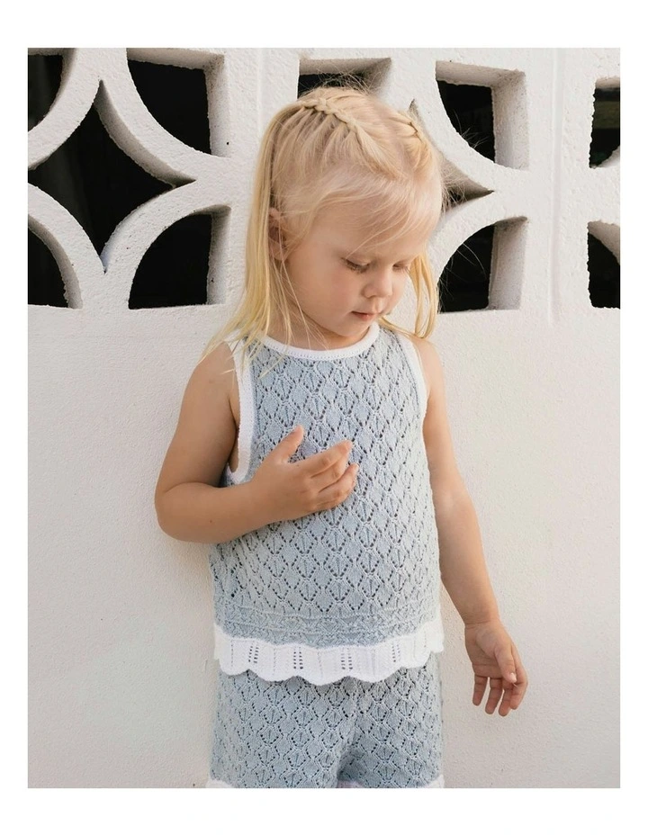 Bella Knit Tank in Blue/White image 3