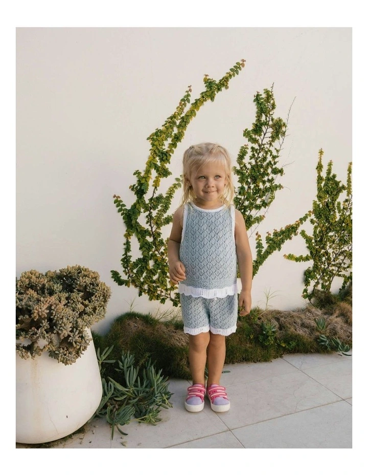Bella Knit Tank in Blue/White image 5