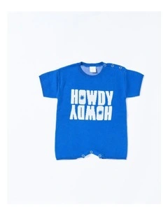 Arkley Knit Romper in Howdy Blue