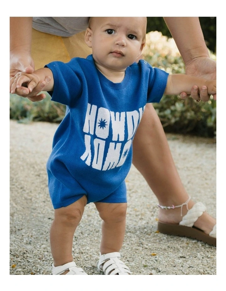 Arkley Knit Romper in Howdy Blue image 3