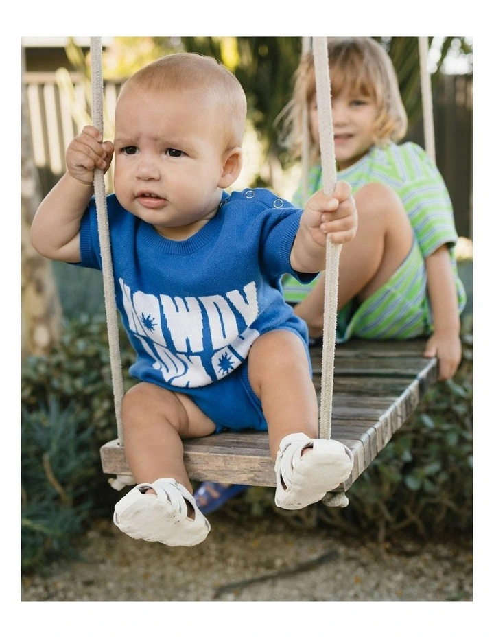 Arkley Knit Romper in Howdy Blue image 4