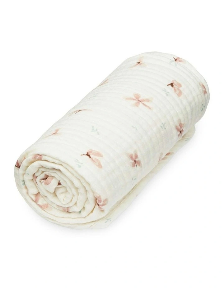 Muslin Blanket in Wildflower Cream image 4