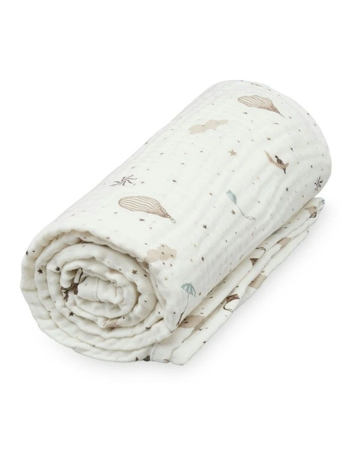 Sea Garden Muslin Blanket in Cream image 1