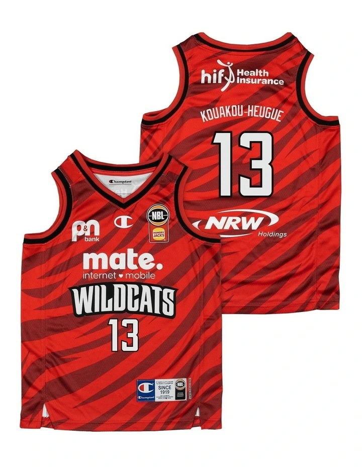 Noa Kouakou-Heugue Perth Wildcats 25/26 Youth Primary Jersey in Red image 1