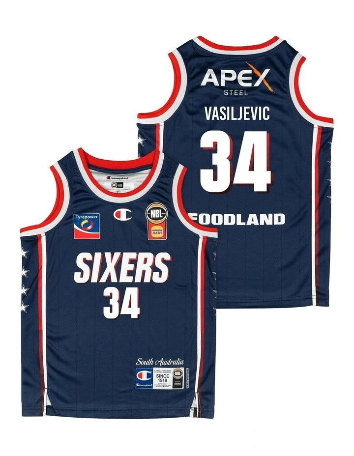 Adelaide 36ers 25/26 Youth Primary Jersey DJ Vasiljevic in Blue image 1