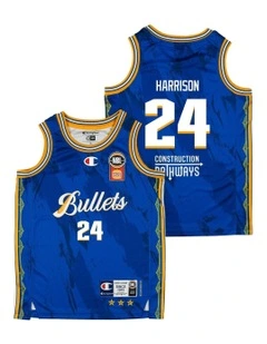 Brisbane Bullets 25/26 Youth Primary Jersey Tyrell Harrison in Blue