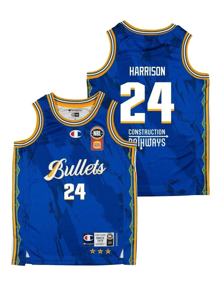 Brisbane Bullets 25/26 Youth Primary Jersey Tyrell Harrison in Blue image 1