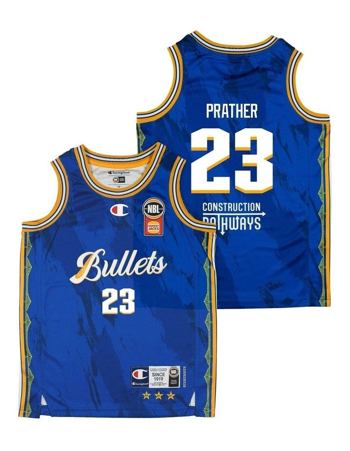 Brisbane Bullets 25/26 Youth Primary Jersey Casey Prather in Blue image 1