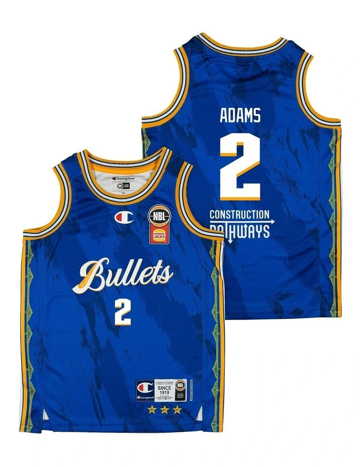 Brisbane Bullets 25/26 Youth Primary Jersey Jaylen Adams in Blue image 1