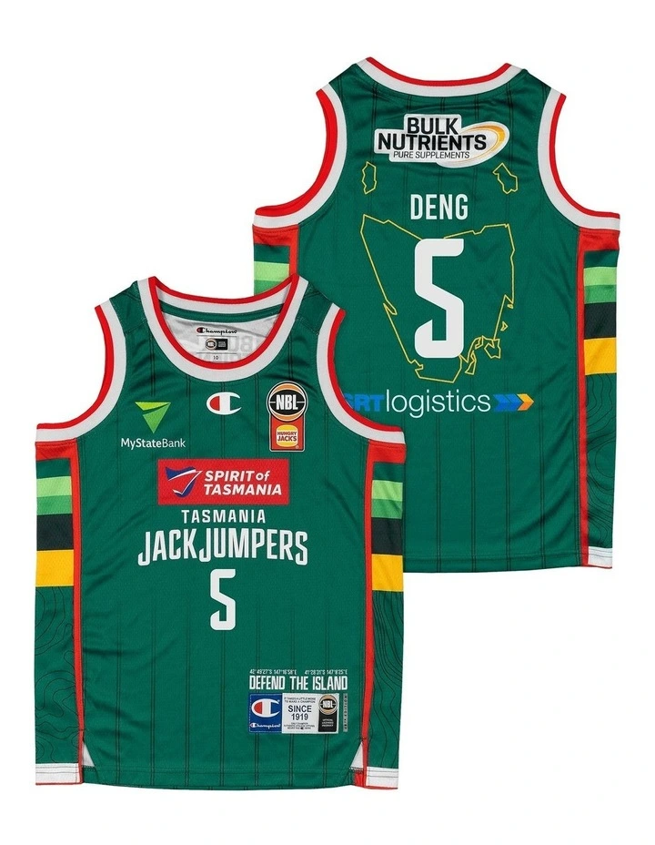 Tasmania JackJumpers 25/26 Youth Primary Jersey Majok Deng in Green image 1