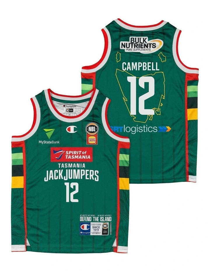 Tasmania JackJumpers 25/26 Youth Primary Jersey Tyger Campbell in Green image 1