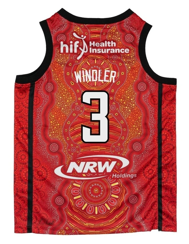 Perth Wildcats 25/26 Indigenous Jersey Dylan Windler in Red image 4