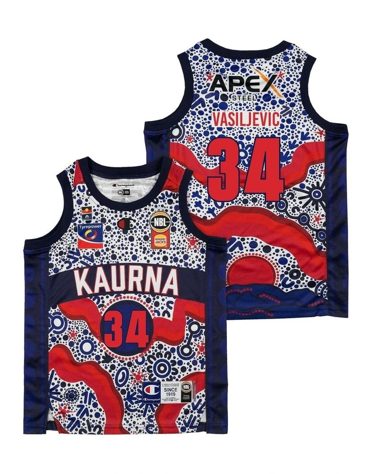 Adelaide 36ers 25/26 Youth Indigenous Jersey in DJ Vasiljevic image 1
