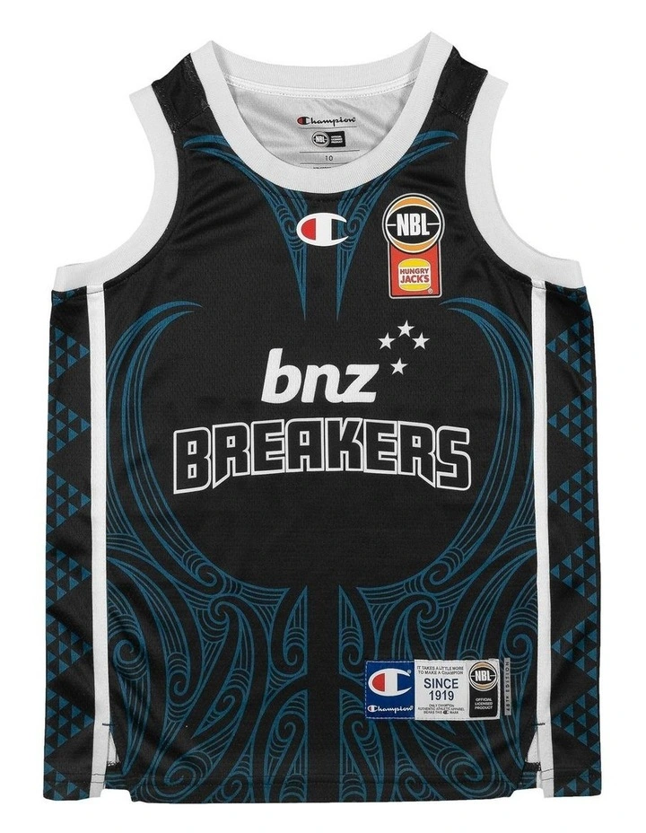 New Zealand Breakers Youth Indigenous Jersey 25/26 in Black image 3