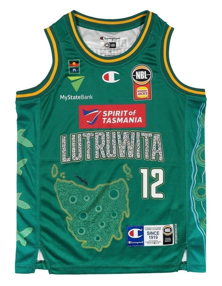 Tasmania JackJumpers Youth Indigenous Jersey 25/26 in Tyger Campbell image 3