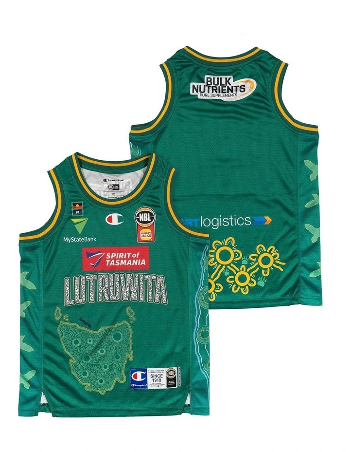 Tasmania Jack Jumpers 25/26 Youth Indigenous Jersey in Green image 1