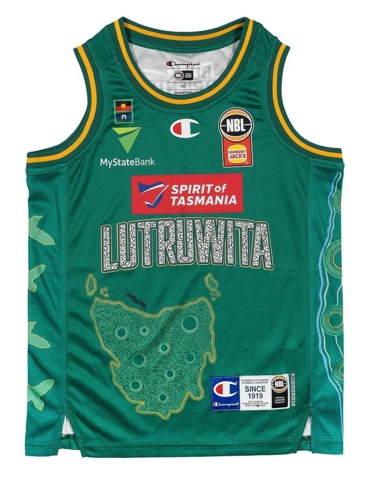 Tasmania Jack Jumpers 25/26 Youth Indigenous Jersey in Green image 3