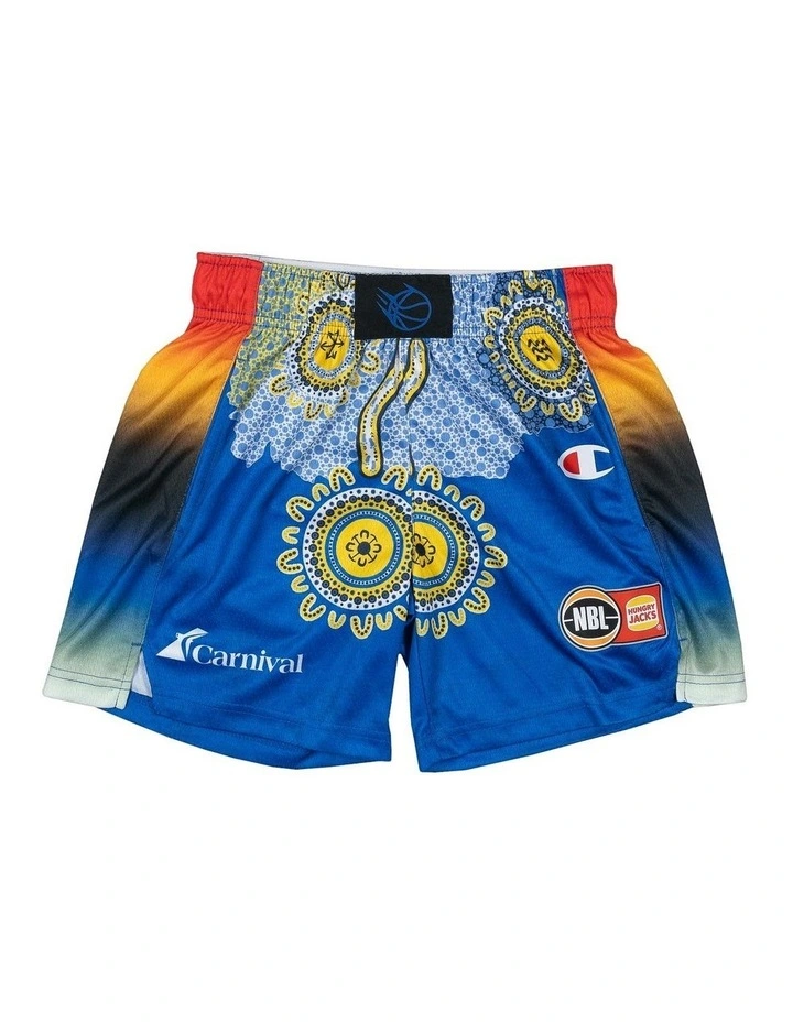 Brisbane Bullets 25/26 Youth Indigenous Shorts in Blue image 3