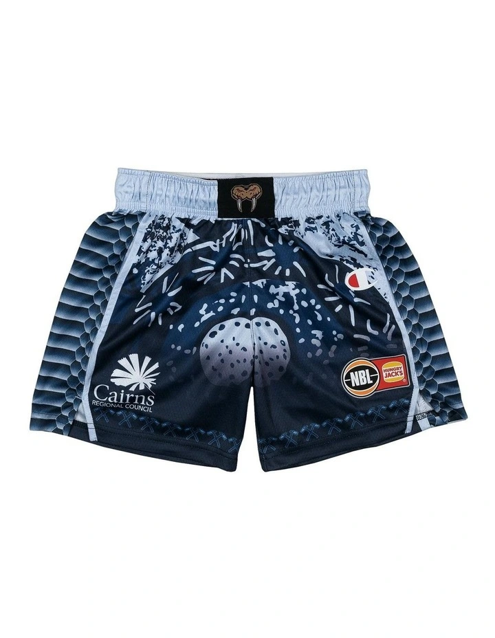 Cairns Taipans 25/26 Youth Indigenous Shorts in Navy image 3